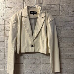White Birch Black Label Cropped Faux Leather Blazer – Size L